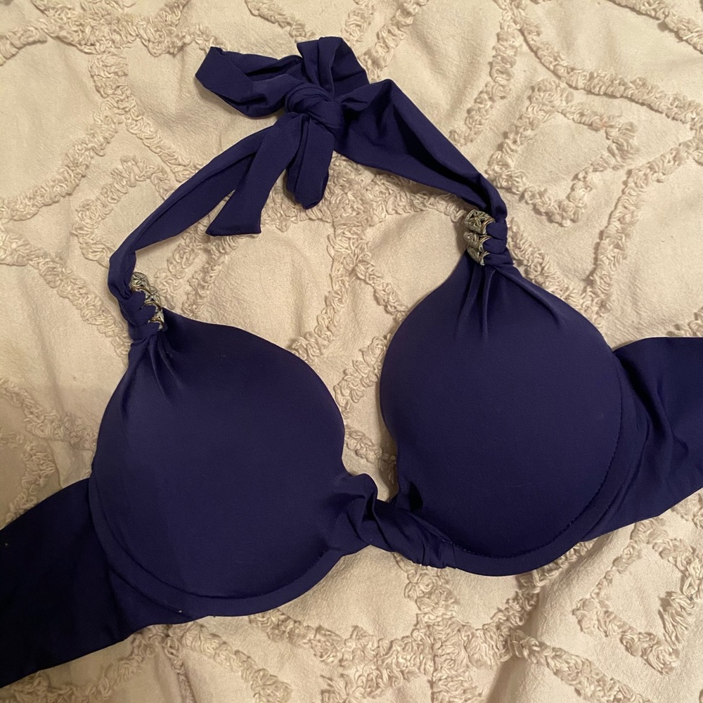 navy swim top